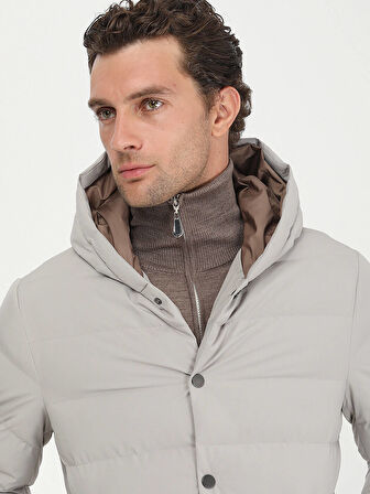 Taş Regular Fit Kapüşonlu Casual Dokuma Mont