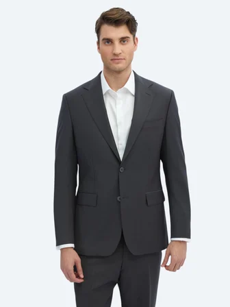 Antrasit Modern Fit Yün Karışımlı Takım Elbise