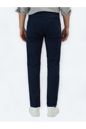 Lacivert Düz Dokuma Slim Fit Casual Pamuk Karışımlı Pantolon