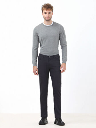 Antrasit Dokuma Slim Fit Casual Pamuk Karışımlı Pantolon