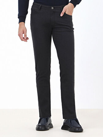 Lacivert Dokuma Slim Fit Casual Pamuk Karışımlı Pantolon