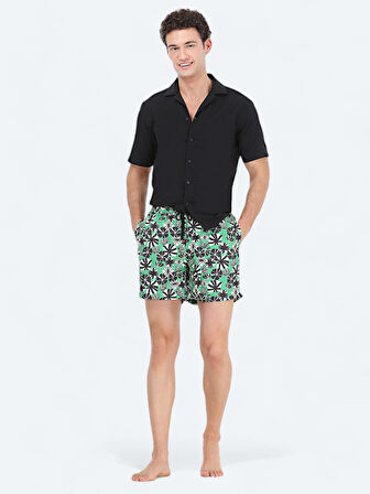 Siyah Desenli Regular Fit Dokuma Casual %100 Pamuk Gömlek