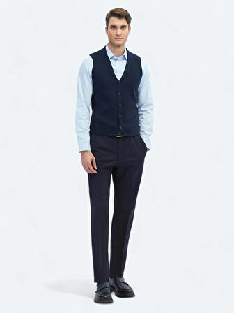 Lacivert Regular Fit Casual Örme Triko Yelek