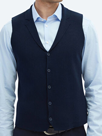 Lacivert Regular Fit Casual Örme Triko Yelek