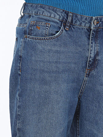 Lacivert Carrot Fit Denim Pamuk Karışımlı Pantolon