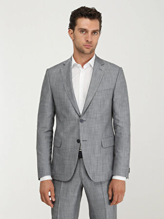 Mavi Desenli Modern Fit Takım Elbise