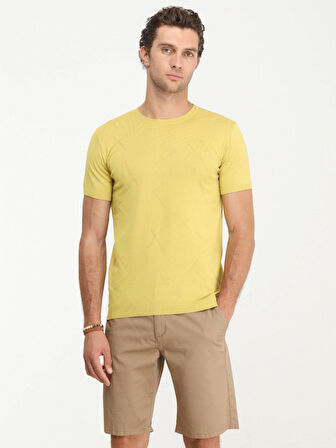 Hardal Bisiklet Yaka Jakarlı Triko