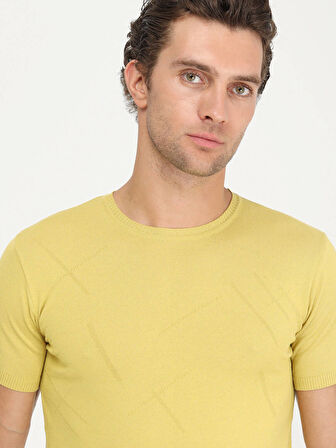 Hardal Bisiklet Yaka Jakarlı Triko