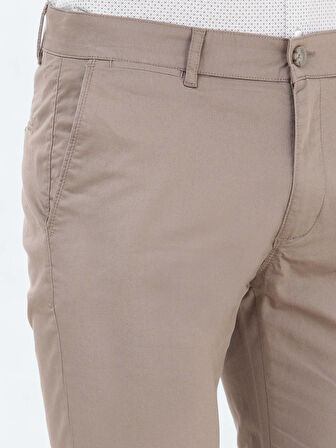Vizon Düz Dokuma Slim Fit Casual Pamuk Karışımlı Pantolon