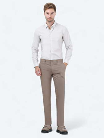 Vizon Düz Dokuma Slim Fit Casual Pamuk Karışımlı Pantolon
