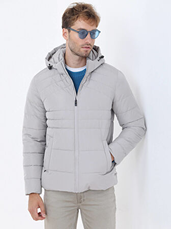Taş Regular Fit Kapüşonlu Casual Dokuma Mont