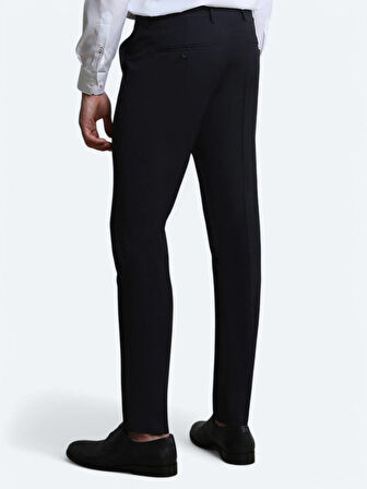Lacivert Düz Dokuma Slim Fit Klasik Yün Karışımlı Pantolon