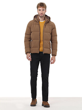 Tarçın Regular Fit Kapüşonlu Casual Dokuma Mont