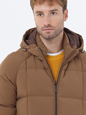 Tarçın Regular Fit Kapüşonlu Casual Dokuma Mont