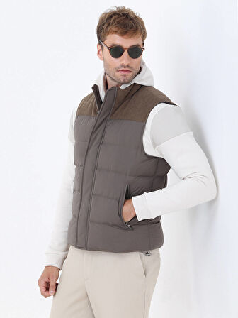 Vizon Regular Fit Dik Yaka Casual Dokuma Spor Yelek