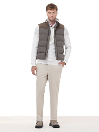 Vizon Regular Fit Dik Yaka Casual Dokuma Spor Yelek