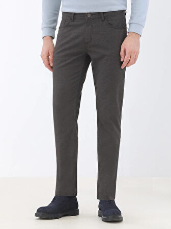 Kahverengi Dokuma Slim Fit Casual Pamuk Karışımlı Pantolon