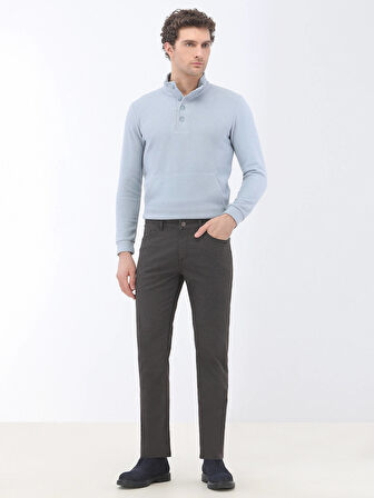 Kahverengi Dokuma Slim Fit Casual Pamuk Karışımlı Pantolon
