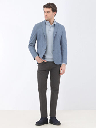 Kahverengi Dokuma Slim Fit Casual Pamuk Karışımlı Pantolon