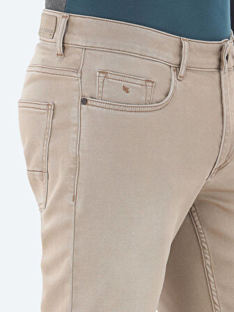Deve Tüyü Slim Fit Denim Pamuk Karışımlı Pantolon