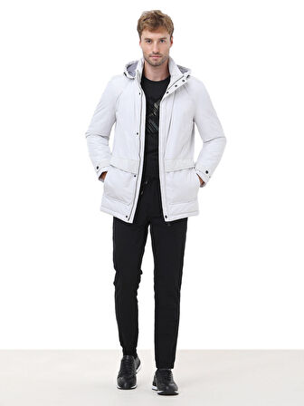 Taş Regular Fit Kapüşonlu Casual Dokuma Kaban