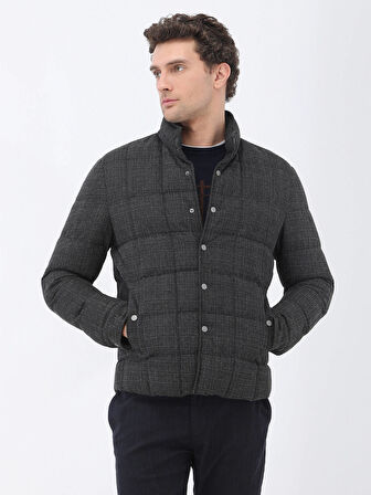 Antrasit Regular Fit Dik Yaka Casual Dokuma Mont