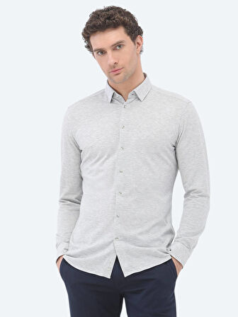 Gri Slim Fit Casual %100 Pamuk Gömlek
