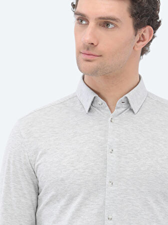 Gri Slim Fit Casual %100 Pamuk Gömlek