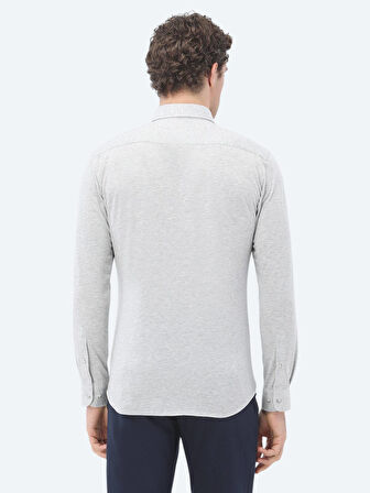 Gri Slim Fit Casual %100 Pamuk Gömlek