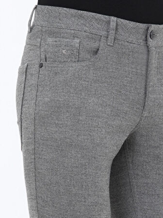 Siyah Çizgili Dokuma Slim Fit Casual Pamuk Karışımlı Pantolon