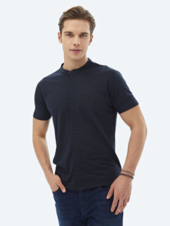 Lacivert Düz Regular Fit Casual Gömlek