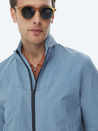 Mavi Regular Fit Gizli Kapüşon Casual Dokuma Mont