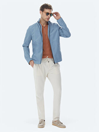 Mavi Regular Fit Gizli Kapüşon Casual Dokuma Mont