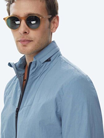 Mavi Regular Fit Gizli Kapüşon Casual Dokuma Mont