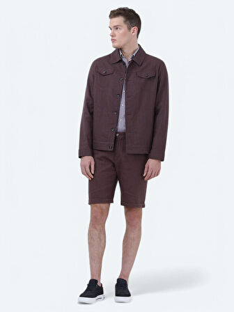 Mürdüm Dokuma Slim Fit Casual Bermuda