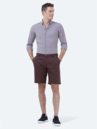 Mürdüm Dokuma Slim Fit Casual Bermuda