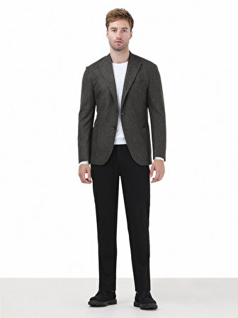 Haki Baskılı Modern Fit Örme Ceket