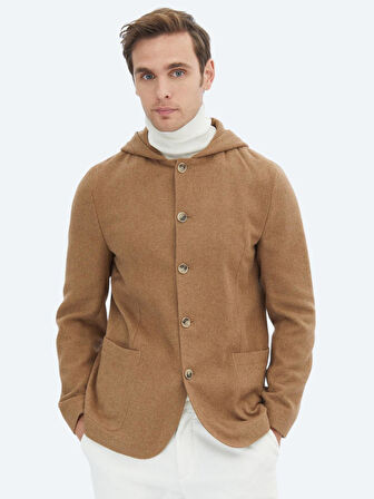 Fındık Düz Modern Fit Yün Karışımlı Ceket