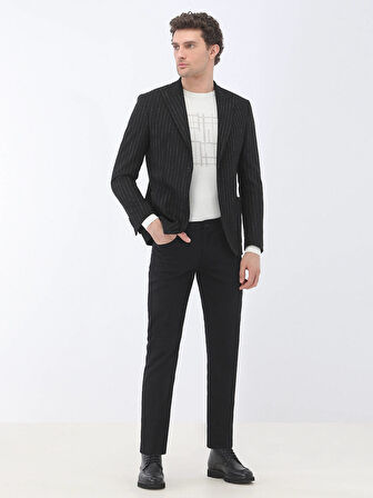 Siyah Çizgili Modern Fit Ceket