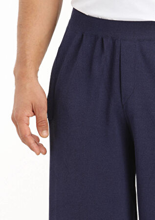 Lacivert Düz Örme Regular Fit Spor Bermuda