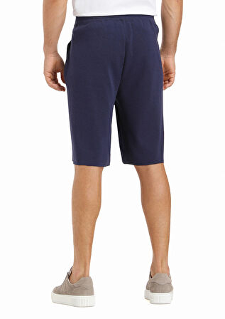 Lacivert Düz Örme Regular Fit Spor Bermuda