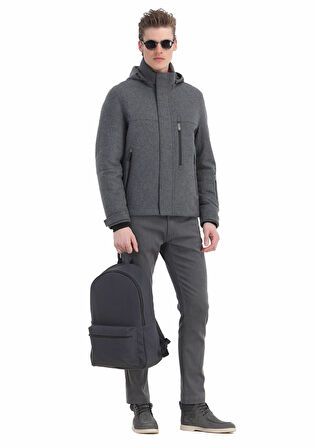 Koyu Gri Desenli Dokuma Slim Fit Casual Pamuk Karışımlı Pantolon
