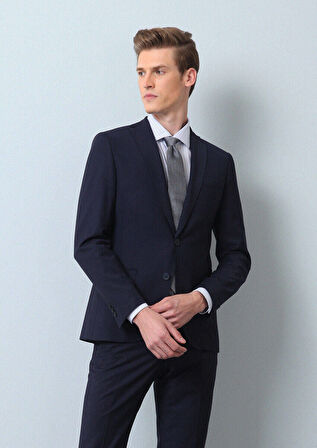 Saks Düz Fashion Slim Fit Yün Karışımlı Takım Elbise