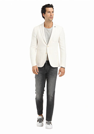 Ekru Desenli Shirt Shoulder Slim Fit Pamuk Karışımlı Ceket