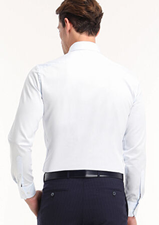 Açık Mavi Düz Slim Fit Dokuma Klasik %100 Pamuk Gömlek