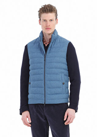 Mavi Regular Fit Dik Yaka Casual Dokuma Spor Yelek