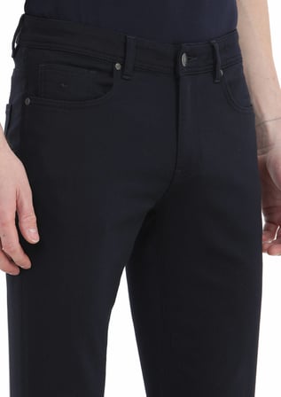 Lacivert Düz Dokuma Slim Fit Casual Pamuk Karışımlı Pantolon