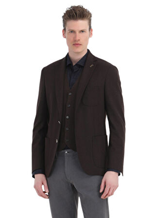 Kahverengi Regular Fit V Yaka Casual Örme Triko Yelek