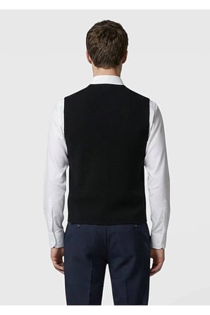 Siyah Regular Fit V Yaka Casual Örme Triko Yelek