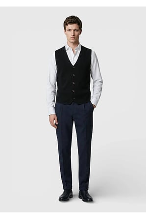 Siyah Regular Fit V Yaka Casual Örme Triko Yelek